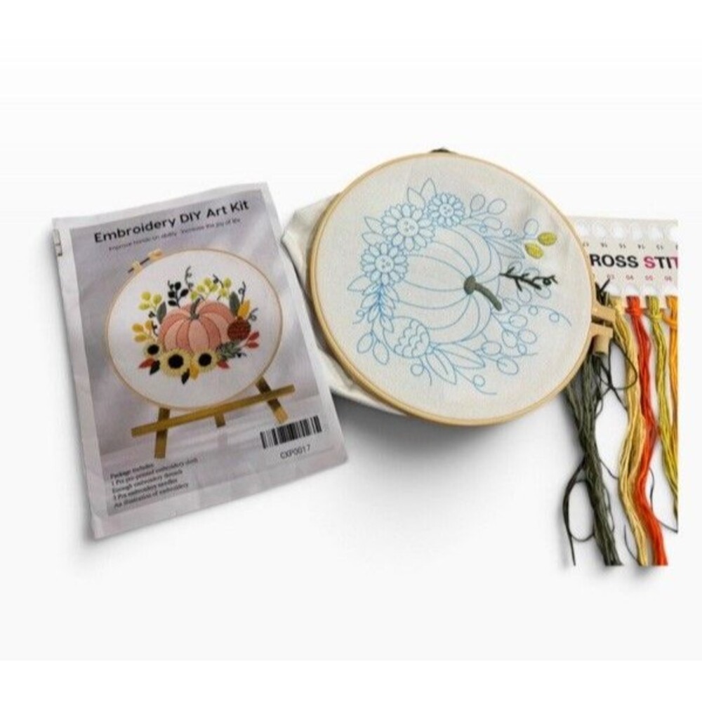 Easy Beginners Embroidery Cross Stitches Practice Kits for Adults Fall Pumpkin